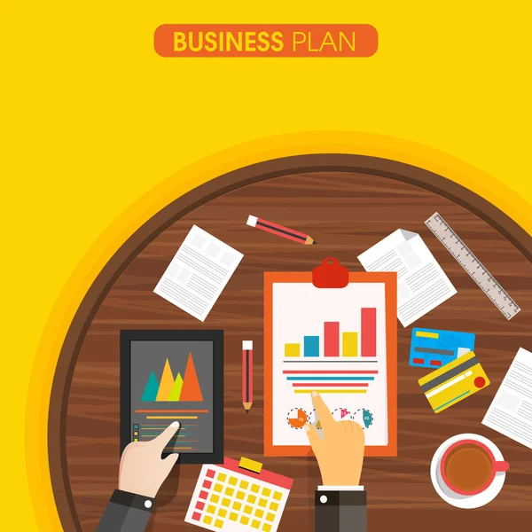 Business Plan begrip met verschillende elementen. — Stockvector