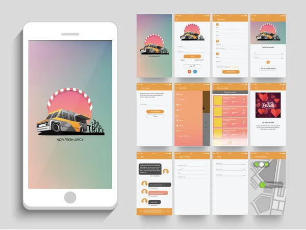 Interfejs użytkownika Mobile zestaw z różnych ekranów. — Wektor stockowy