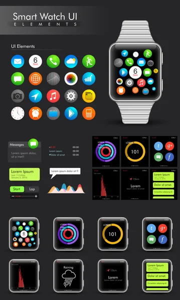 ファッショナブルなスマート時計 Ui 要素. — ストックベクタ