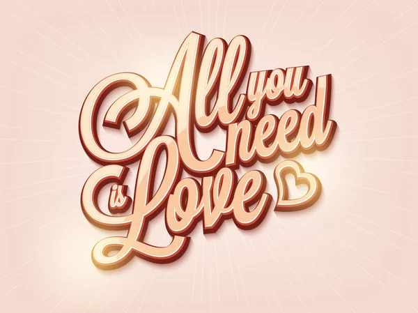 Stylish text All you need is Love for Valentine's Day. — Stock Vector