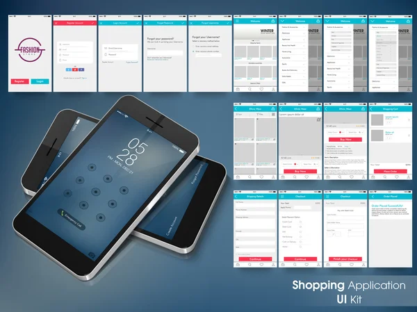 Mobile User Interface voor Online Shopping concept. — Stockvector