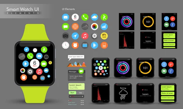 Creative Smart Watch UI elements. — Stock Vector