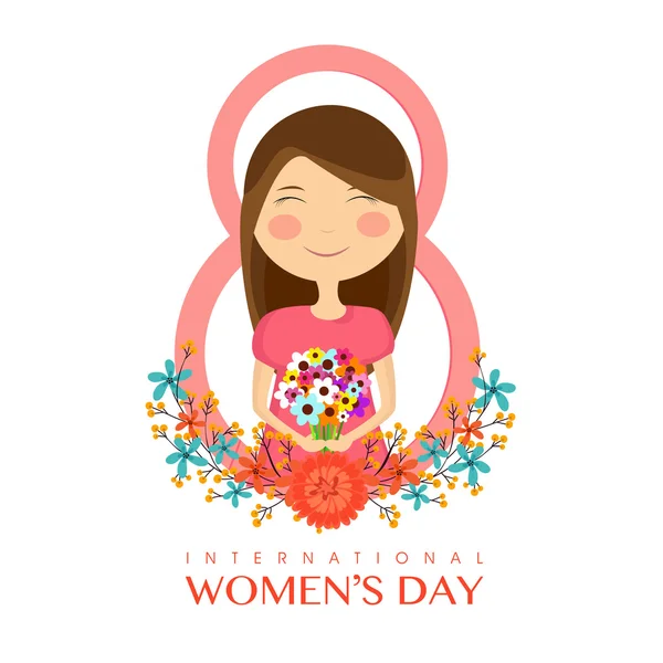 Ragazza carina per il concetto di Giornata internazionale della donna . — Vettoriale Stock