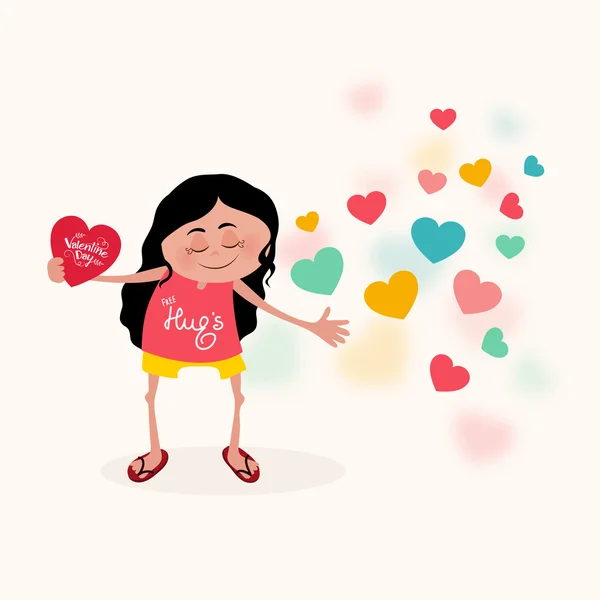 Cute girl for Valentine's Day celebration. — Stok Vektör