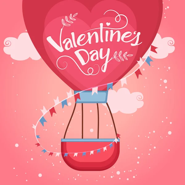 Hot air balloon for Valentine's Day celebration. — Stock Vector