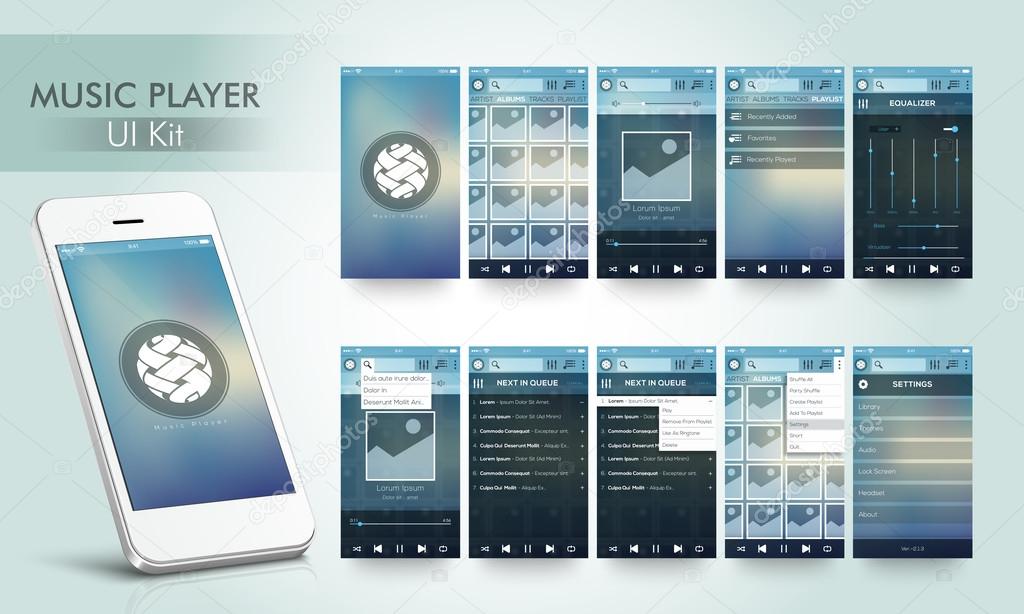 Music Player User Interface kit with Smartphone.