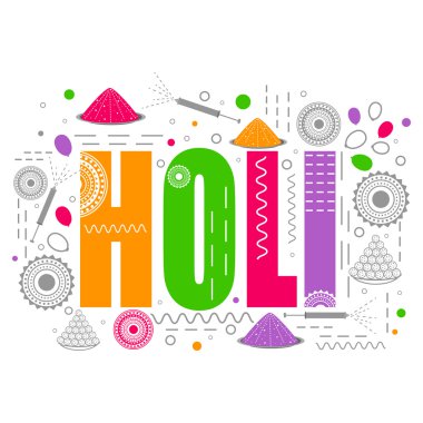 Colourful text for Holi Festival celebration.