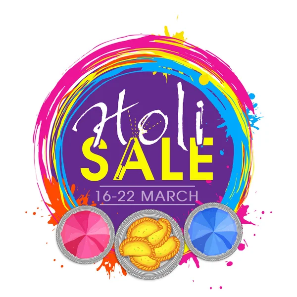Sale poster, banner or flyer for Holi Festival. — Stock Vector