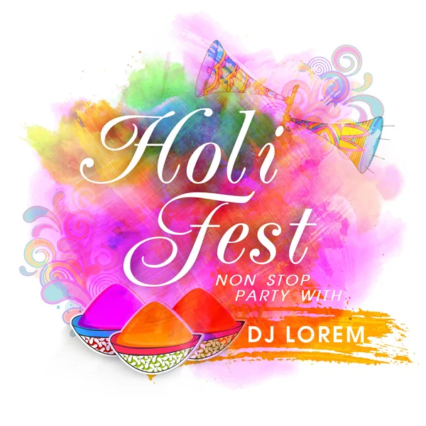 Poster, afiş veya Holi Festival kutlaması için el ilanı. — Stok Vektör