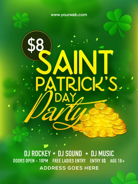 Pamphlet, Banner or Flyer for Patrick's Day party. — Stock Vector