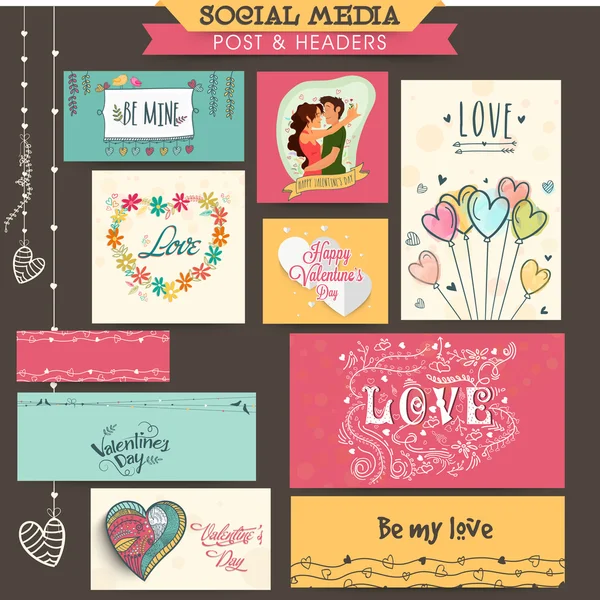 Anúncios de mídia social ou post para o Dia dos Namorados . —  Vetores de Stock