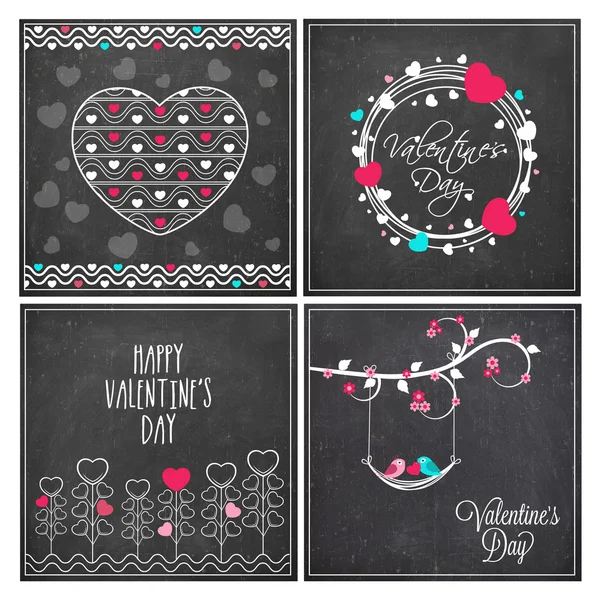 Greeting card set for Valentine's Day celebration. — Stockový vektor