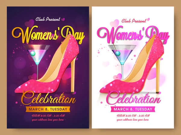 Conjunto de Template, Banner ou Flyer para o Dia da Mulher . —  Vetores de Stock