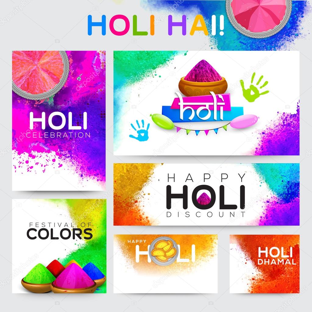 Social Media banner set for Holi Festival celebration.