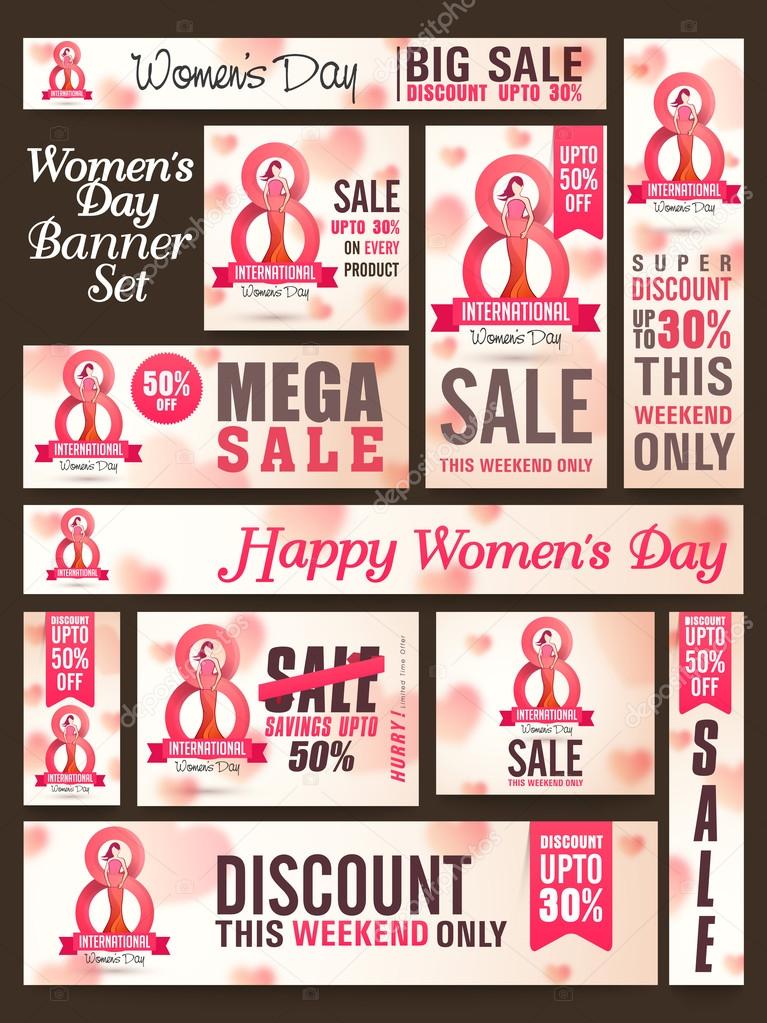 Sale Social Media Banner set for Women's Day.