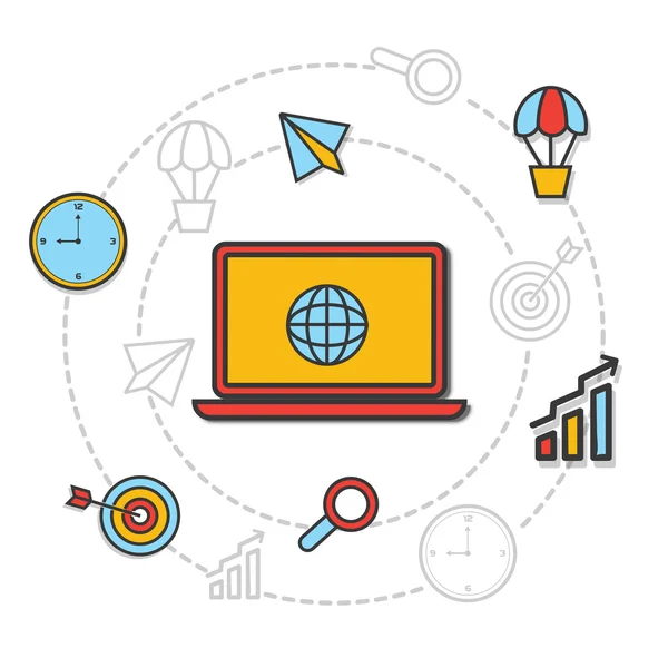 Elementos infográficos con dispositivo para empresas . — Vector de stock