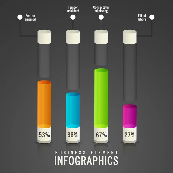 Infografía de negocios con barra de colores . — Vector de stock