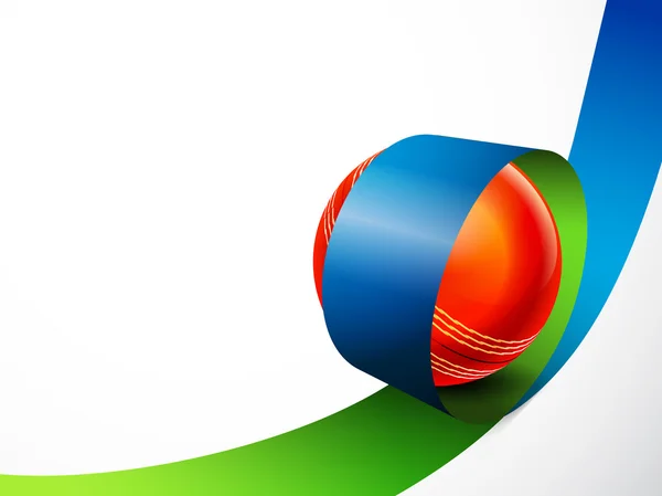 Glossy Ball en raya para el concepto de Cricket Sports . — Archivo Imágenes Vectoriales