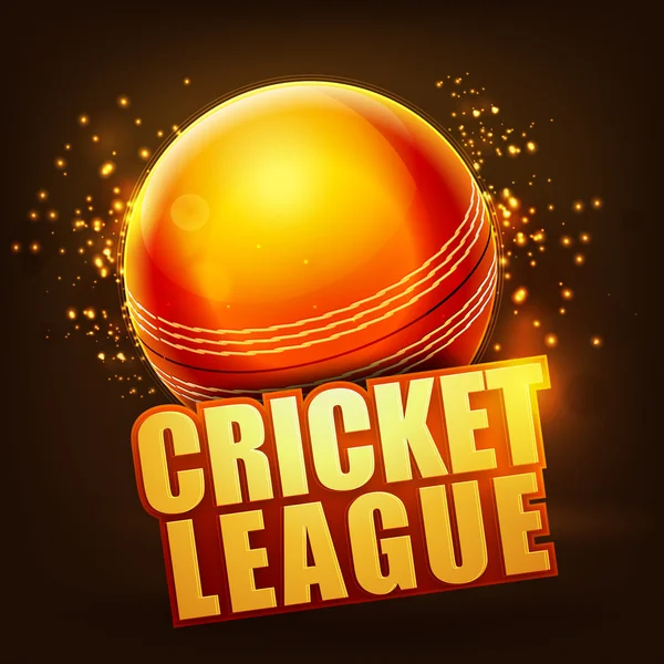 Glanzende bal voor Cricket League concept. — Stockvector