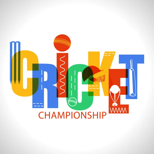 Texto colorido para Cricket Sports conceito . — Vetor de Stock