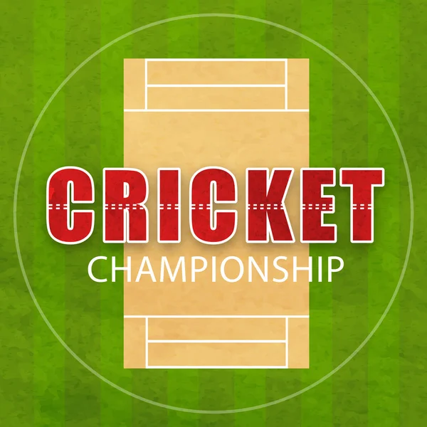 Cricket Championship concept with pitch view. — Stock Vector