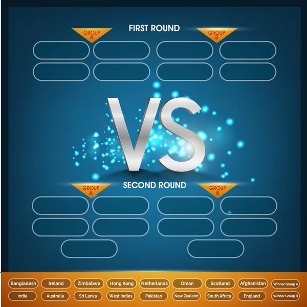 Cricket Match Schedule with Participant Countries. — Stockvector