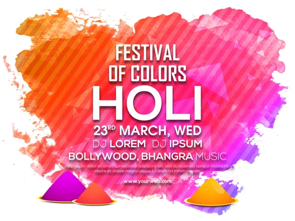 Invitation Card design for Holi celebration. — 스톡 벡터