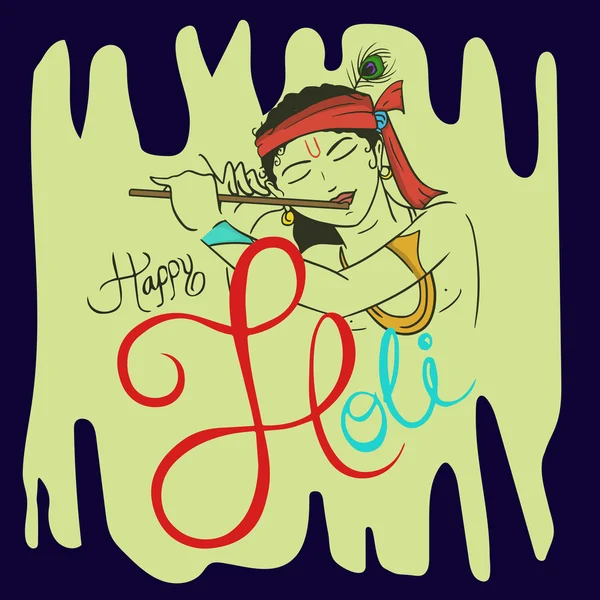 Lord Krishna for Indian festival, Holi celebration. — Stock vektor