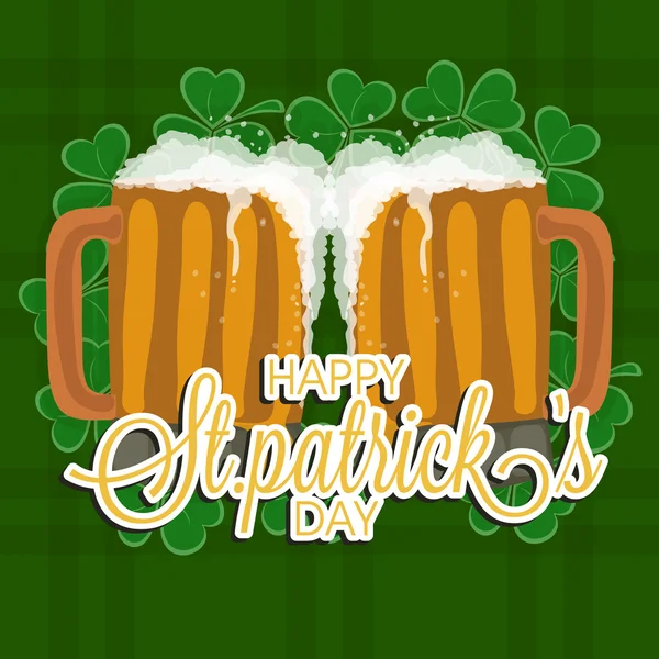 St. Patrick de viering van de dag met bier. — Stockvector