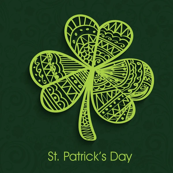 Floral shamrock leaf for St. Patrick's Day celebration. — Stock Vector