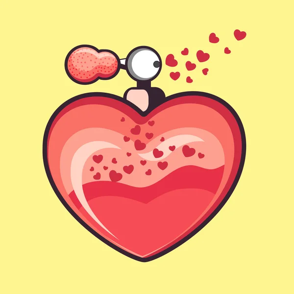 Frasco de perfume en forma de corazón para San Valentín . — Vector de stock