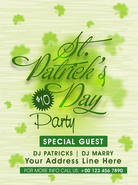 Pamphlet, Banner or Flyer for Patrick's Day party. — Stock Vector