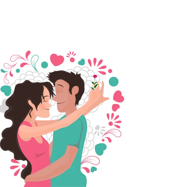 Young couple in love for Valentine's Day celebration. — Stock Vector
