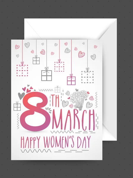 Cartão de saudação com envelope para o Dia da Mulher . — Vetor de Stock