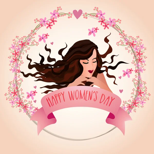 Tarjeta de felicitación para la celebración del Día de la Mujer . — Vector de stock