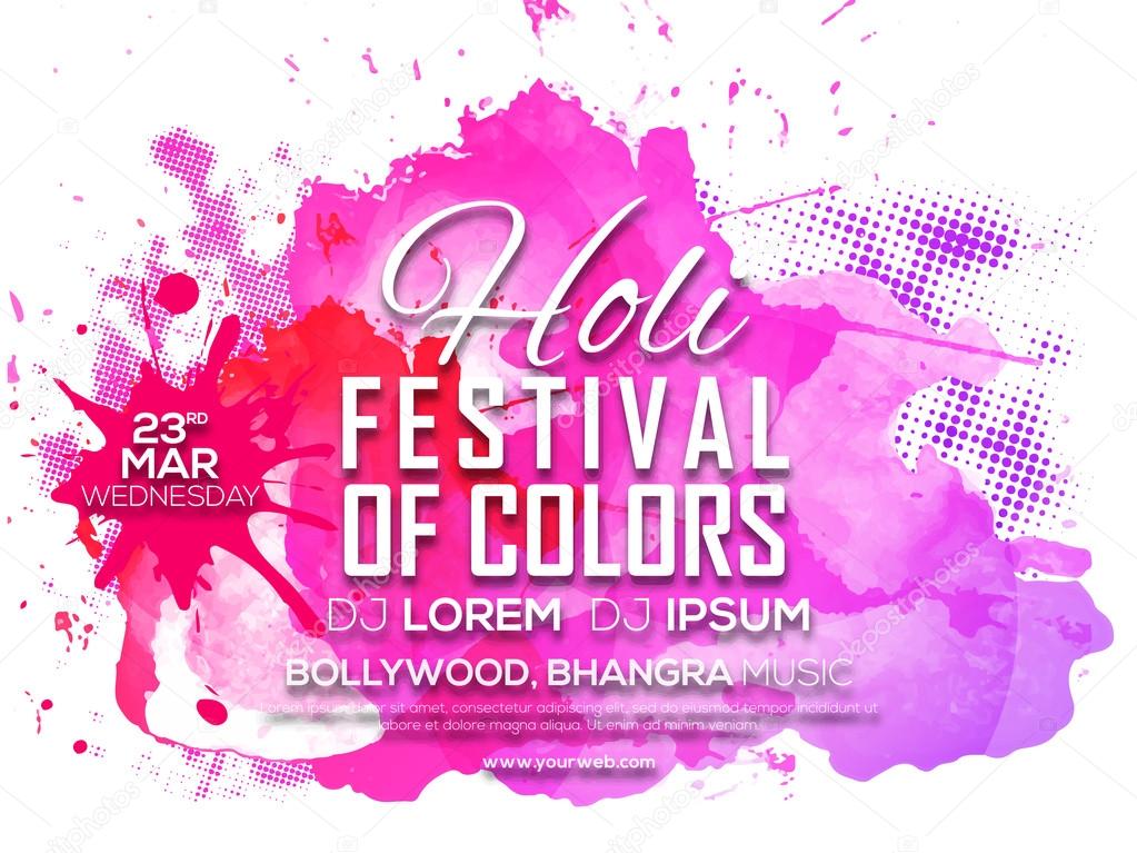 Invitation Card design for Holi celebration.