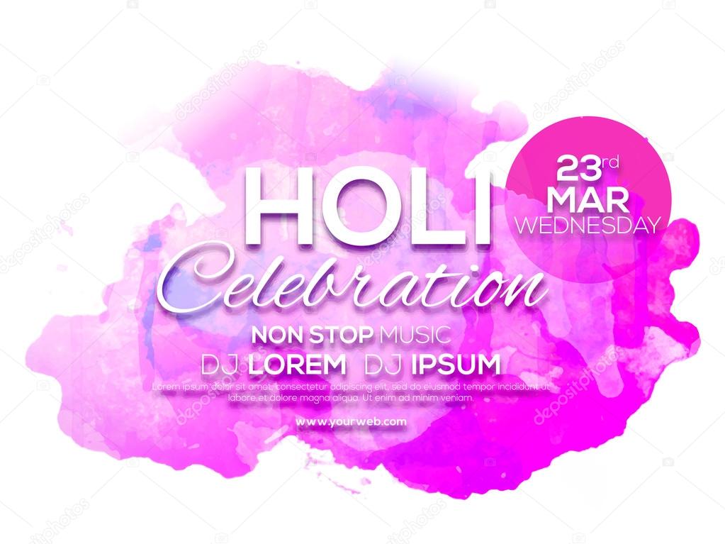 Invitation Card design for Holi celebration.