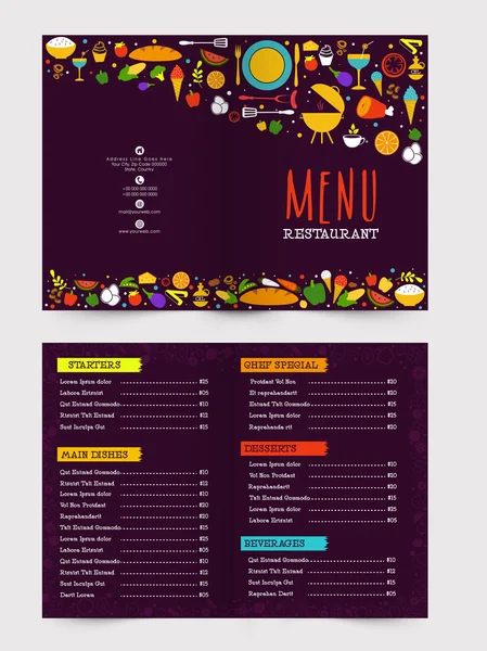 Twee pagina Restaurant Menu kaart ontwerp. — Stockvector