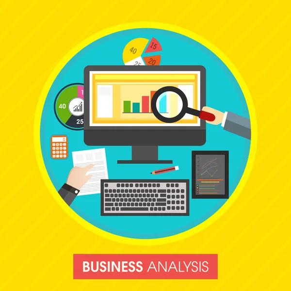 Dispositivi digitali per il concetto di Business Analysis . — Vettoriale Stock