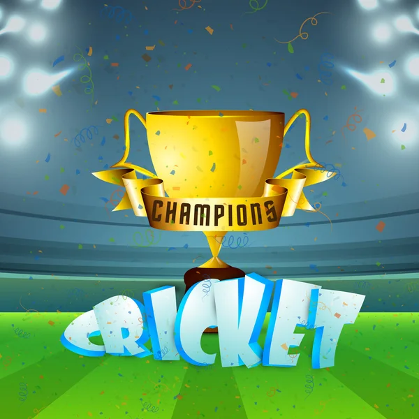 Golden Cup for Cricket Sports concept. — 图库矢量图片