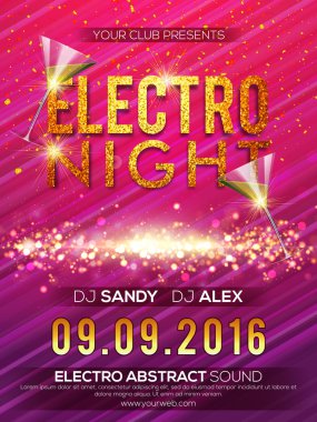 Electro Night Party Flyer, Banner veya Şablon.