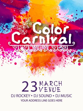 Pamphlet, Banner or Flyer for Happy Holi celebration.