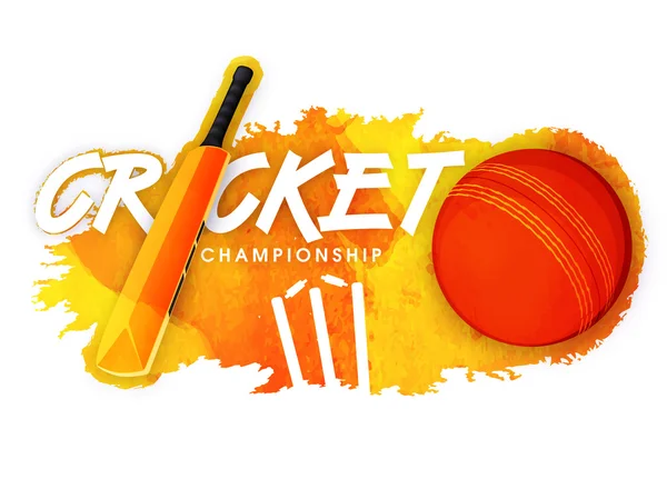 Batte brillante et balle pour le concept de championnat de cricket . — Image vectorielle