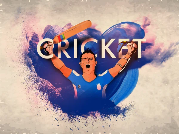 Cricket Batsman en pose ganadora para el concepto de Deportes . — Vector de stock