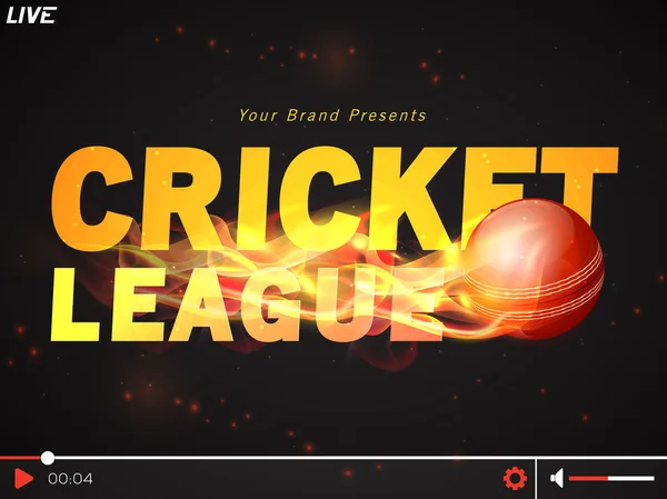 Video Player window for Cricket League concept. — Stock Vector