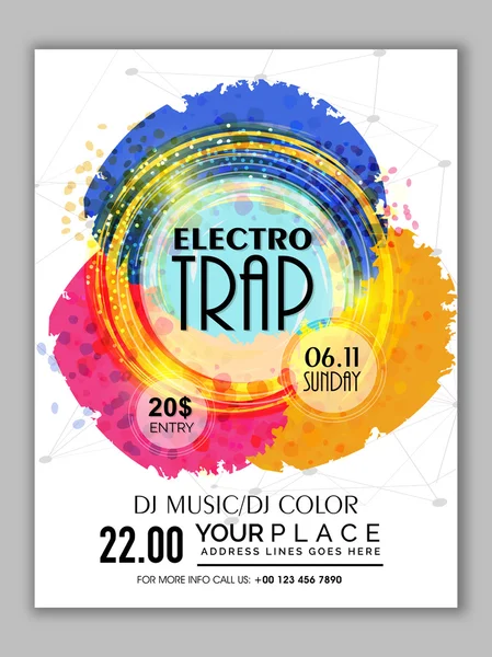 Flyer de música colorida, diseño de banner o plantilla . — Vector de stock