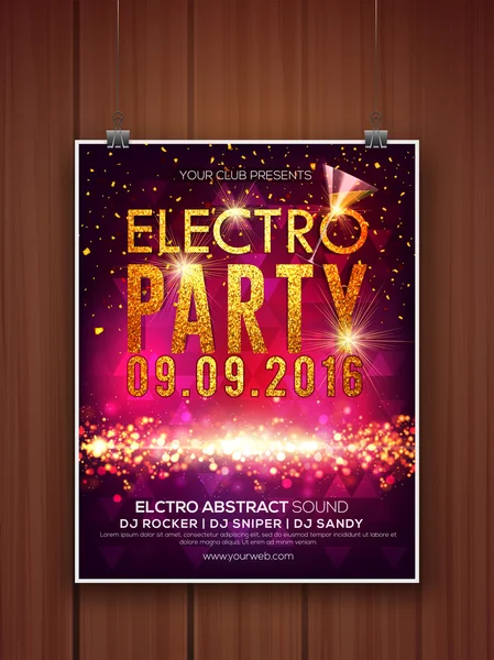 Electro Party Flyer, Banner or Template design. — Stockvector