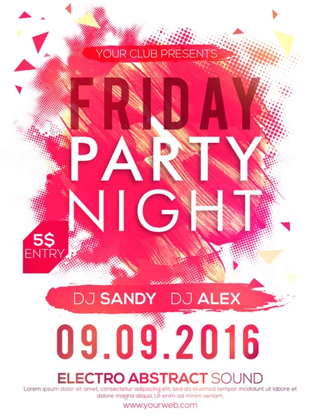 Friday Party Night Flyer, Banner or Template. — Stock Vector