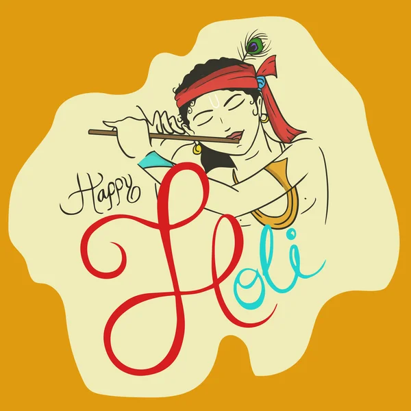 Lord Krishna for Indian festival, Holi celebration. — Stock vektor