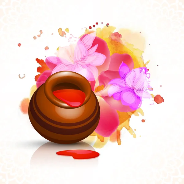 Glossy mud pot for Indian Festival, Holi celebration. — Stock Vector